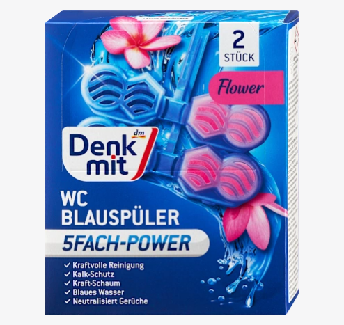 Туалетный блок для унитаза Denkmit WC Blauspüler Flower, 2 шт.