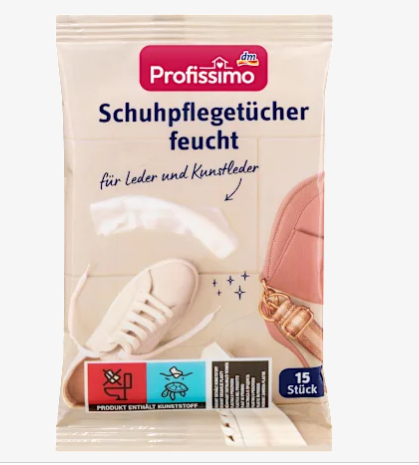 Влажные салфетки для ухода за обувью Profissimo Schuhpflegetücher feucht, 15 шт