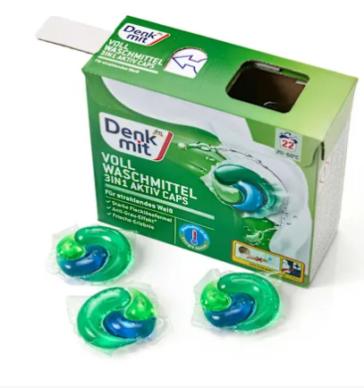 Капсули для прання Denkmit ,білої білизни Vollwaschmittel 3in1 Aktiv Caps, 22 шт