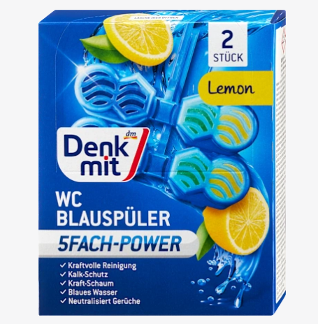 Туалетный блок для унитаза Denkmit Лимон, 2 шт.