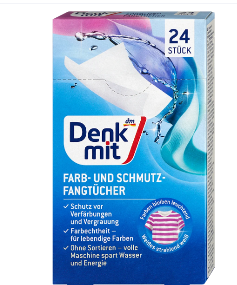 Абсорбуючі серветки для прання кольорових речей Denkmit (захист кольору) 24 шт