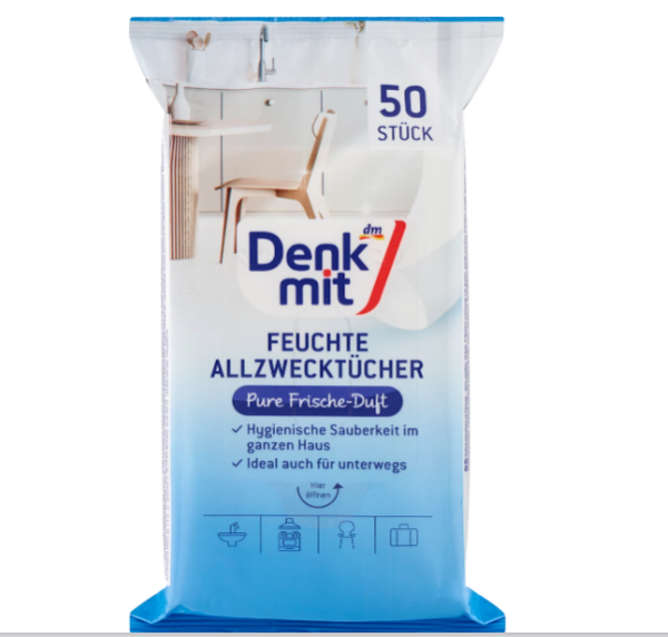 Універсальні вологі серветки Denkmit для прибирання Pure Frische 50 шт