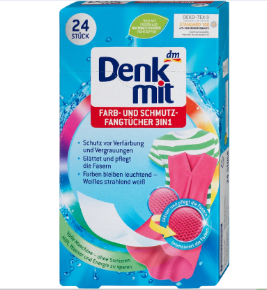 Абсорбирующие салфетки для стирки Denkmit цветных изделий 24 шт( Защита Цвета)
