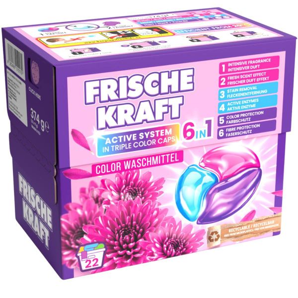 Капсулы для стирки Frische Kraft для цветной, 22 шт.