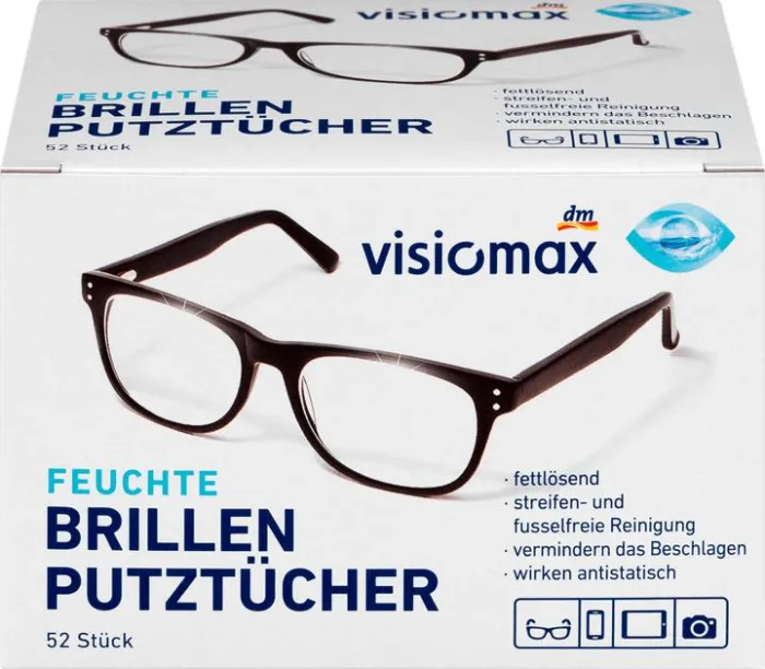 Серветки вологі для окулярів Visiomax Denkmit Brillenputztücher, 52шт