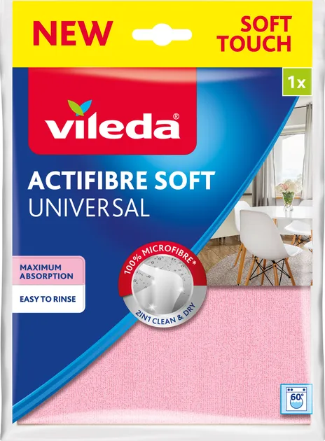 Салфетка VILEDA Soft Actifibre универсальная розовая
