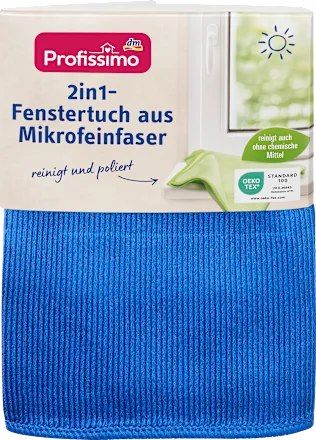 Салфетка из микрофибры для окон и зеркал Profissimo 2in1-Fenstertuch aus Mikrofeinfaser, 1 шт