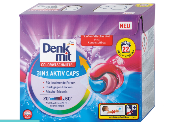 Капсулы для стирки Denkmit цветного белья 3в1 Aktiv Caps, 22 шт
