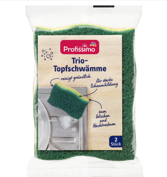 Губки целюлозні для миття каструль Profissimo Trio-Topfschwamme, 2 шт