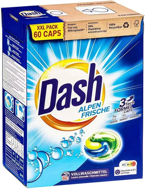 Капсулы для стирки Dash Alpen Frische Washing Caps 60W