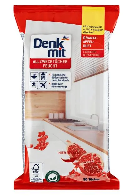 Серветки для прибирання Denkmit з ароматом гранату, 50 шт