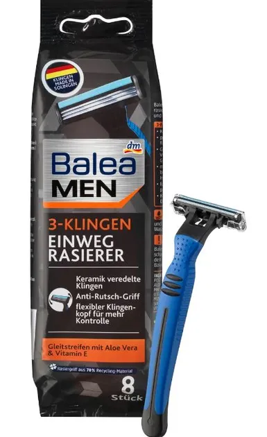 Бритвы одноразовые мужские Balea Men 3-Klingen Einwegrasierer на 3 лезвия 8шт/уп