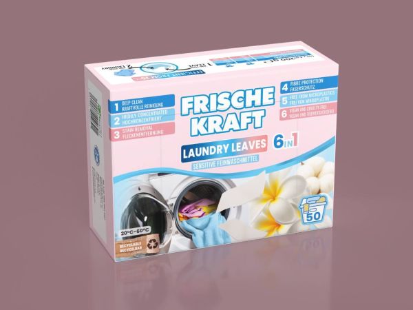 Универсальные салфетки для стирки Frische Kraft для белых и светлых вещей, 6в1, 50 шт