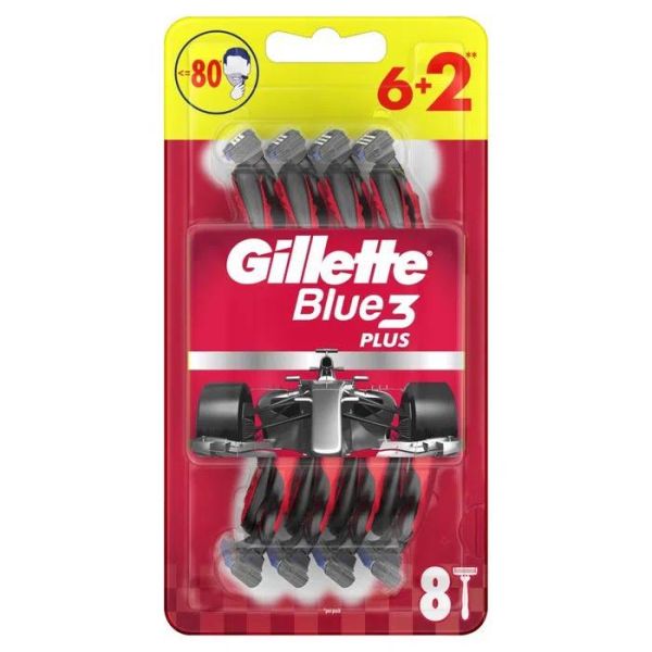 Одноразовые станки Gillette Blue 3 Plus, 8 шт