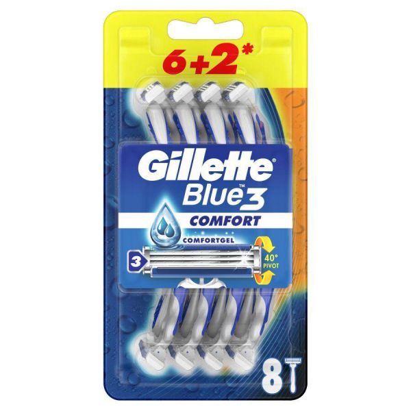 Одноразовые станки Gillette Blue 3 Plus Comfort, 8 шт