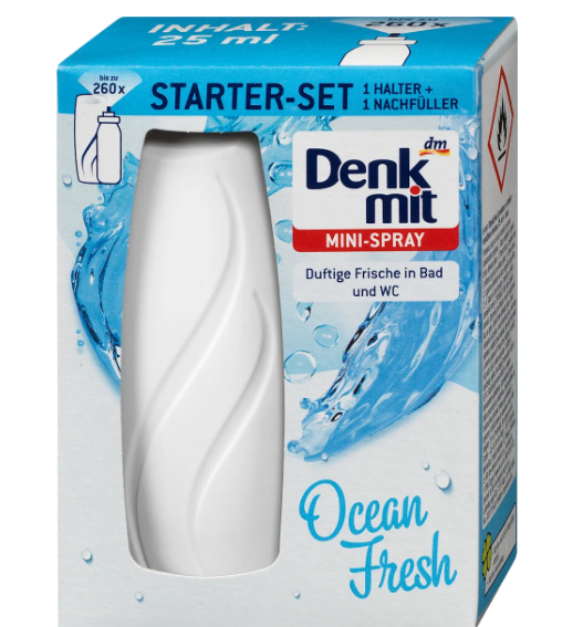 Мини освежитель воздуха в спрее Denkmit Ocean Fresh, 25 мл + держатель