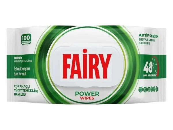 Универсальные влажные салфетки для уборки Fairy Power Wipes, 100 шт