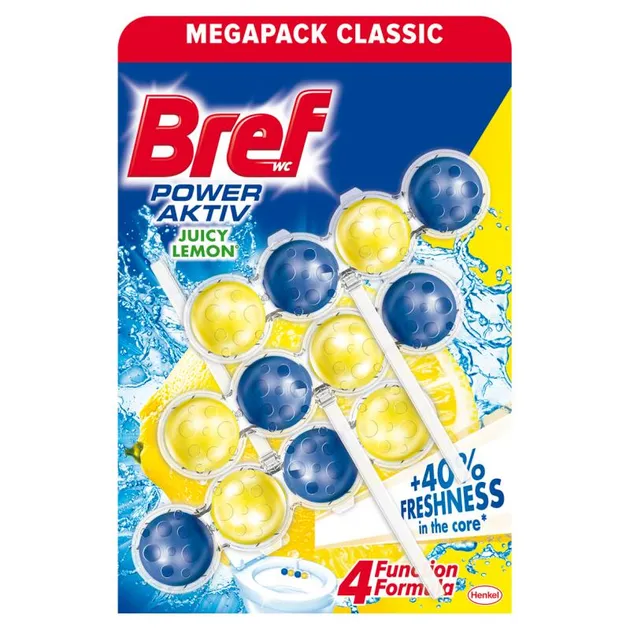 Туалетні блоки для унітазу Bref  Power Activ Juice Lemon. 3 шт x 50 г