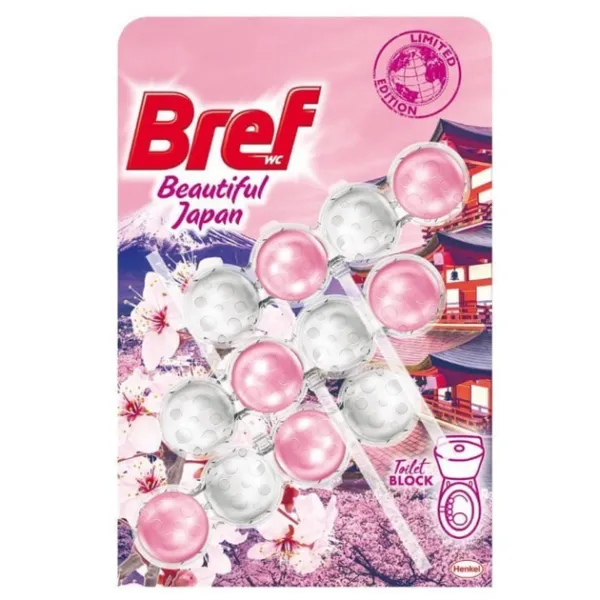 Туалетные блоки для унитаза Bref Power Activ Beautiful Japan, 3 шт x 50 г