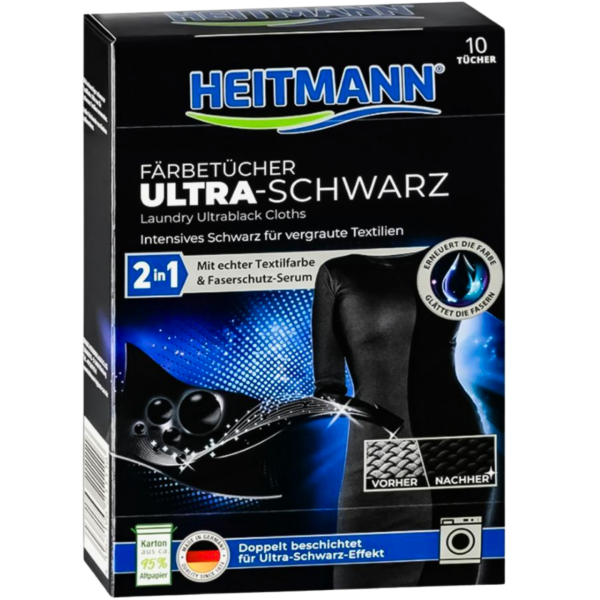 Салфетки для стирки черного белья Heitmann Ultra Schwarz 2in1, 10 шт