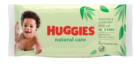 Влажные салфетки Huggies Natural Care с экстрактом aloe vera, 56 шт/уп