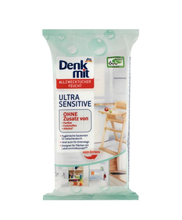 Влажные салфетки для уборки Denkmit Allzwecktücher Feucht Ultra Sensitive, 50 шт