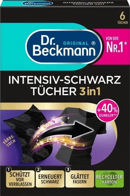 Салфетки Dr. Beckmann INTENSIV-SCHWARZ TÜHECК 3in1 для обновления черного цвета и ткани