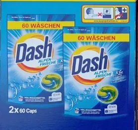 Капсулы для стирки Dash Alpen Frische Washing Caps, 120шт